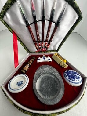 Vintage Chinese 5 Brush Calligraphy Set